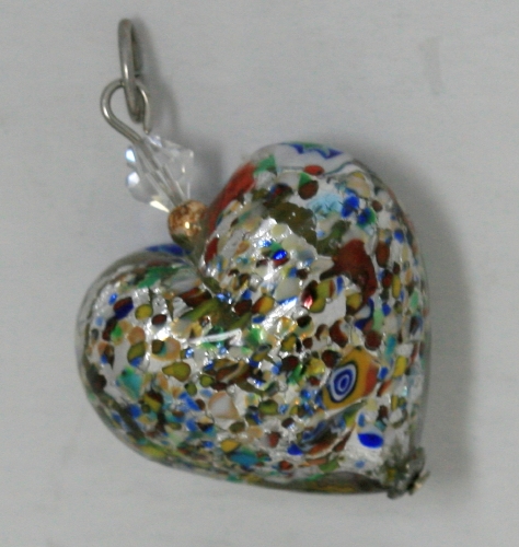 Murano Heart Aurora (1.25 x1.25 in.) # 04 - Click Image to Close